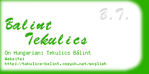balint tekulics business card