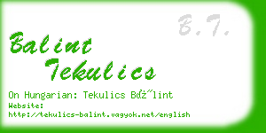 balint tekulics business card